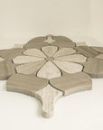 4.2 Sq Ft of Silver Oak and Athens Grey Marble Waterjet Mosaic Tile in Daisy Blooms | TileBuys
