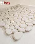 5 Sq Ft of Snow White Marble Mosaic Tile - Flat Pebble Pattern for Bathroom Floors | TileBuys