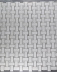 Pearl Weave - Basketweave Mosaic Tile in White Thassos Marble and Mother Of Pearl | TileBuys