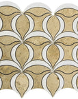 4.4 Sq Ft of Turkish Marfil and Carrara White Marble Waterjet Mosaic Tile in Tulip Blooms | TileBuys