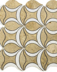 4.4 Sq Ft of Turkish Marfil and Carrara White Marble Waterjet Mosaic Tile in Tulip Blooms | TileBuys