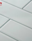 White Block Glass 4x12" Subway Tile in Ice | TileBuys