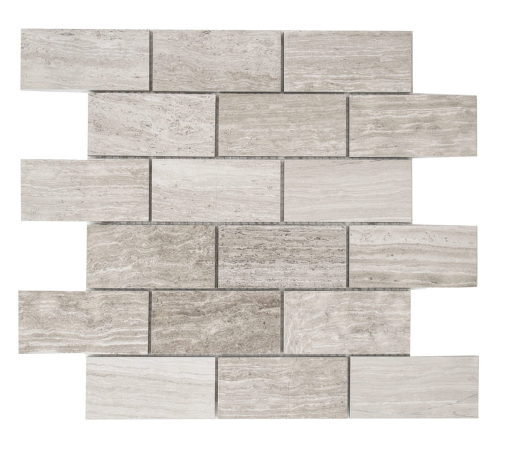5 Sq Ft of White Oak Marble Mosaic Tile - 2x4" Brick Pattern - Polished | TileBuys