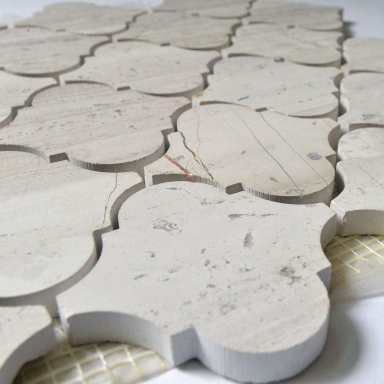 4.4 Sq Ft of White Oak Marble Mosaic Tile - 3" Arabesque Lanterns | TileBuys