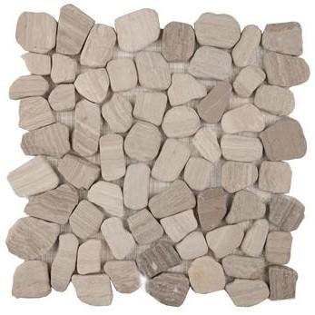 5 Sq Ft of White Oak Marble Mosaic Tile - Flat Pebble Pattern for Bathroom Floors | TileBuys