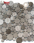 4.2 Sq Ft of White Oak Marble Mosaic Tile in Bubble Rounds | TileBuys