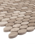 4.8 Sq Ft of White Oak Marble Mosaic Tile - Stretched Oval Penny Rounds - Honed | TileBuys