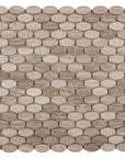 4.8 Sq Ft of White Oak Marble Mosaic Tile - Stretched Oval Penny Rounds - Honed | TileBuys