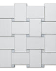 White Thassos and Blue Celeste Marble Mosaic Tile in Bold Basketweave | TileBuys