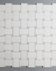 White Thassos and Blue Celeste Marble Mosaic Tile in Bold Basketweave | TileBuys