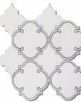 White Thassos and Blue Celeste Marble Waterjet Mosaic Tile in Moroccan Marrakesh | TileBuys