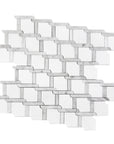 White Thassos and Carrara Bianco Marble Waterjet Mosaic Tile in Princess Weave | TileBuys