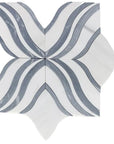 White Thassos and Palissandro Blue Marble Waterjet Mosaic Tile in Blue Ribbons | TileBuys