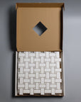 Pearl Weave - Basketweave Mosaic Tile in White Thassos Marble and Mother Of Pearl | TileBuys