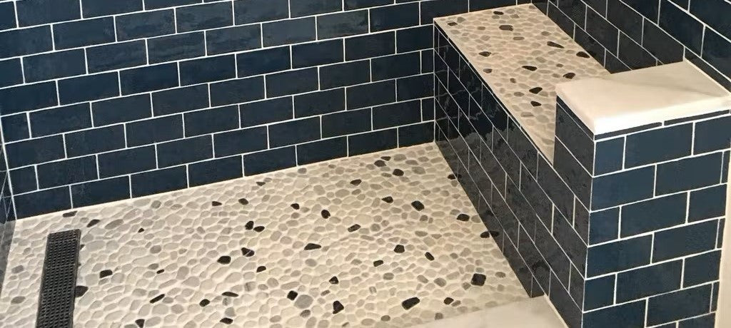 Flat Pebble Marble Mosaic Floor Tiles | TileBuys