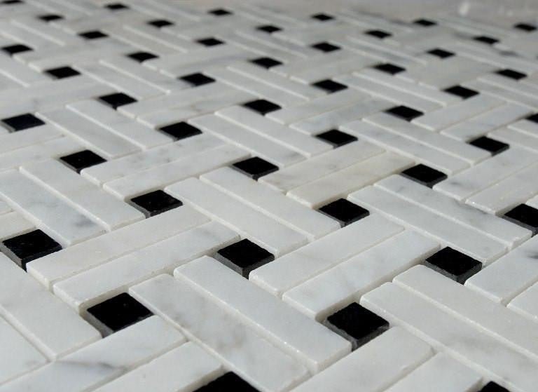Knot Basketweave Marble Mosaic Tiles