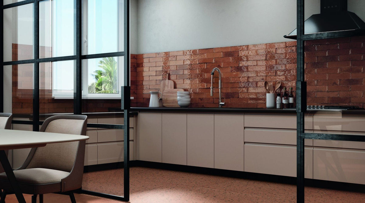 Muretto Subway Tiles in Terracotta Orange