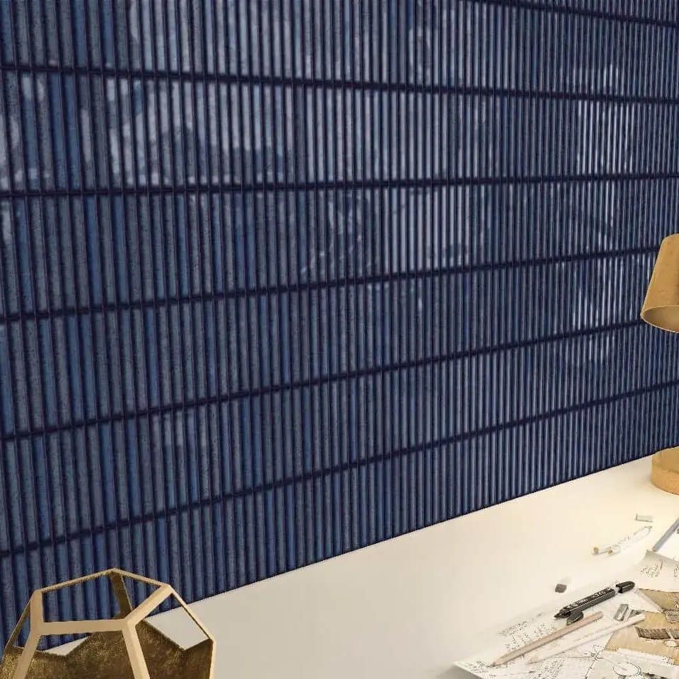 Glossy Midnight Blue Kit Kat Tile Backplash