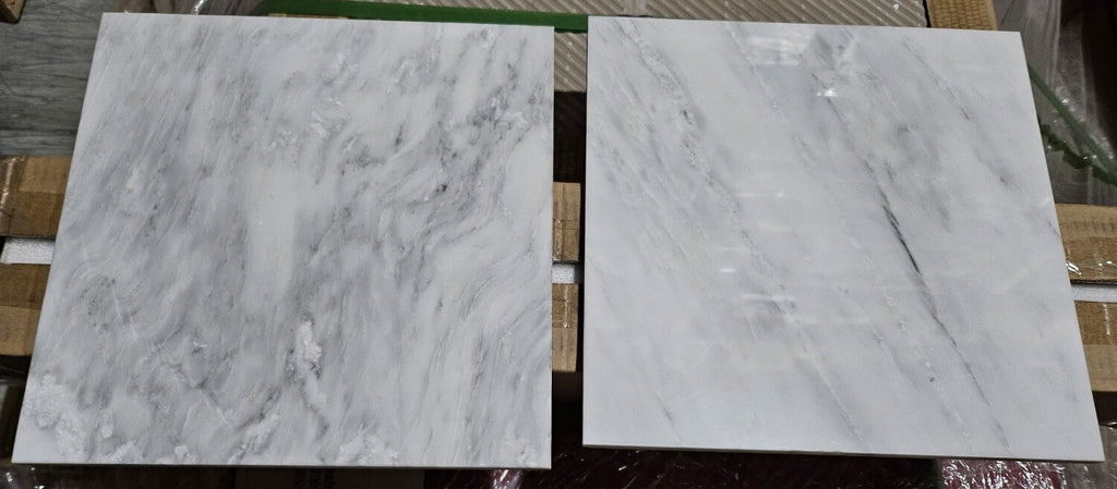 12x12 Carrara Venato Marble Tiles with Polished Finish