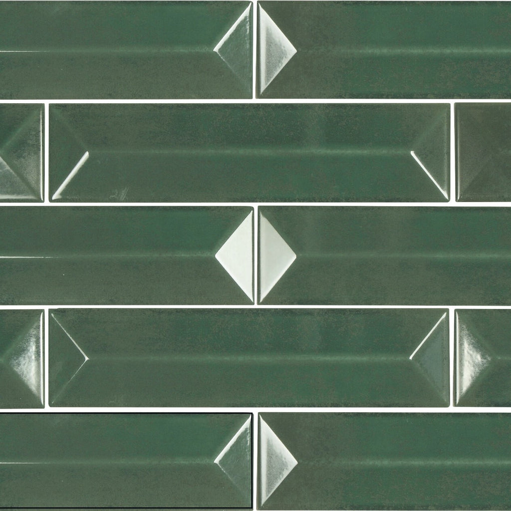 Spectrum Ceramic 3D 3x12 Subway Tile in Glossy Palm Green
