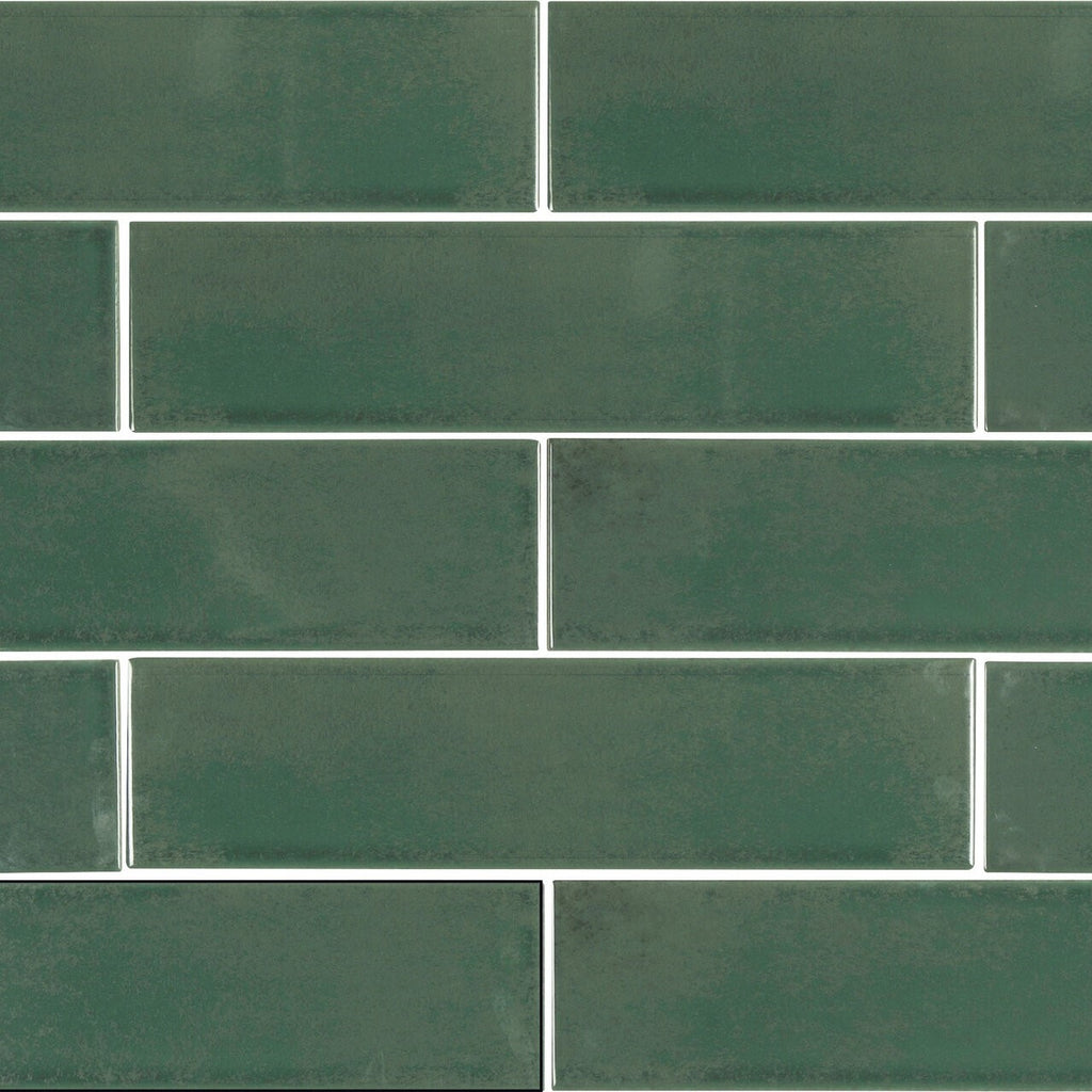 Reality Ceramic 3x12 Subway Wall Tile in Glossy Palm Green