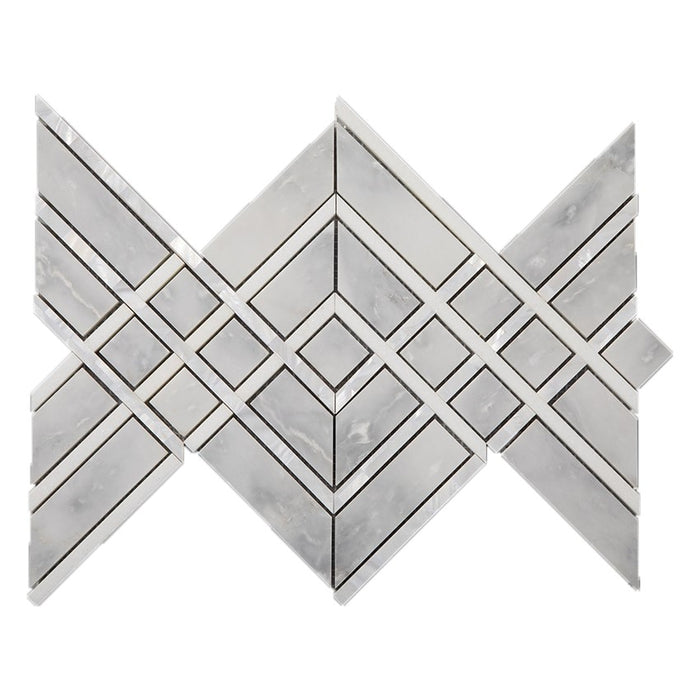 Carrara Venato, White Thassos and Mother of Pearl Mosaic Tile in Denali
