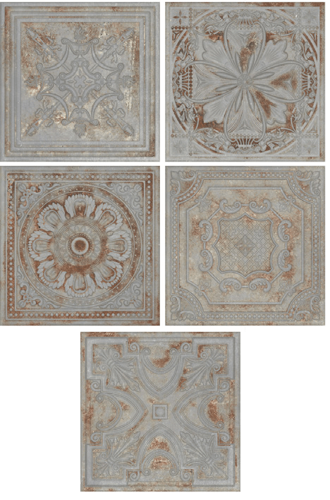 Antique Gray Faux Tin Tile Backsplash