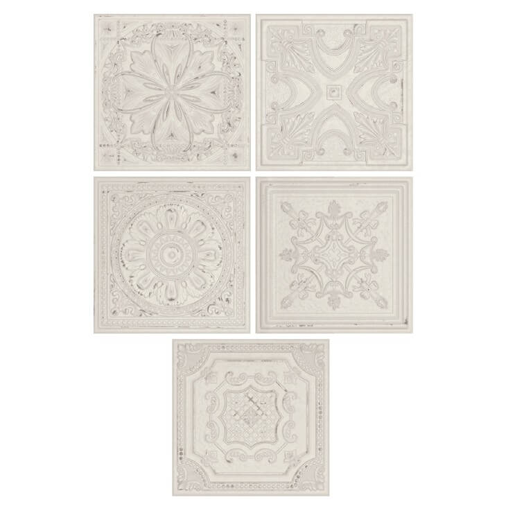 Antique White Faux Tin Tile Backsplash