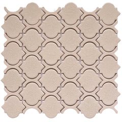 Arabesque Crackled Glass Mosaic Wall Tile in Pink Beige