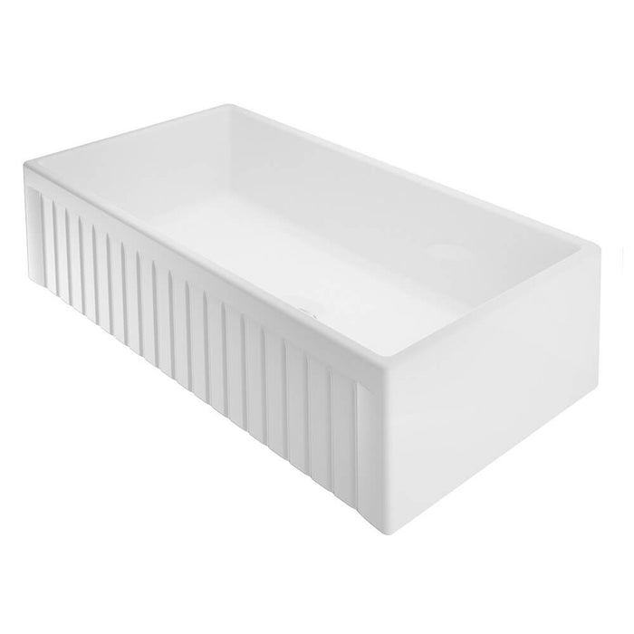 Fireclay Kitchen Sink - 24, 30, 33 in. Aral Apron Front Bowl - White | TileBuys