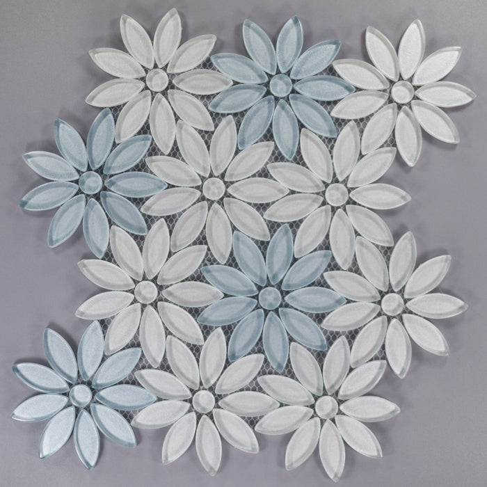 Crystal Daisy Flowers Glass Mosaic Tile | TileBuys