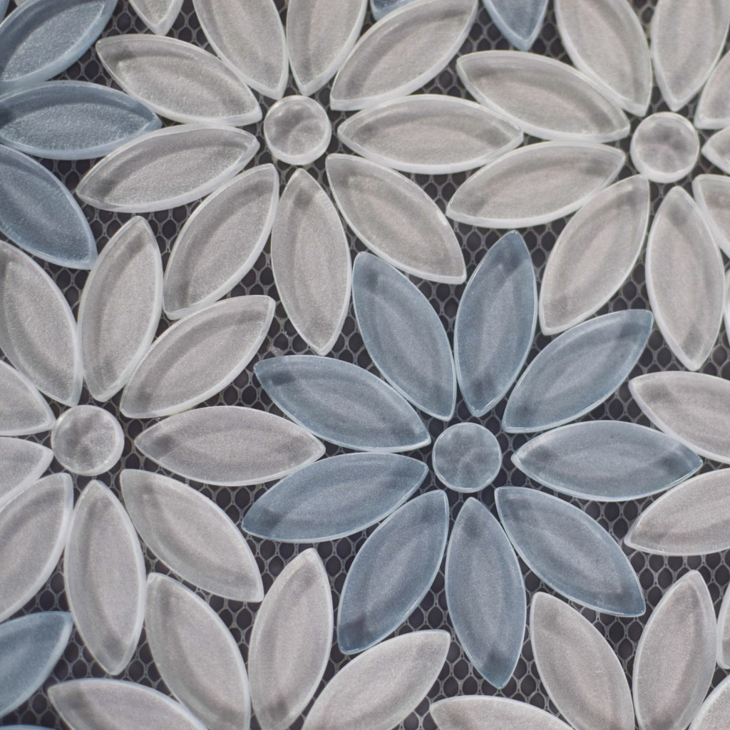 Crystal Daisy Flowers Glass Mosaic Tile | TileBuys