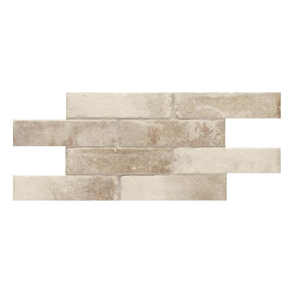 Weathered White Brick Look Subway Porcelain Tile