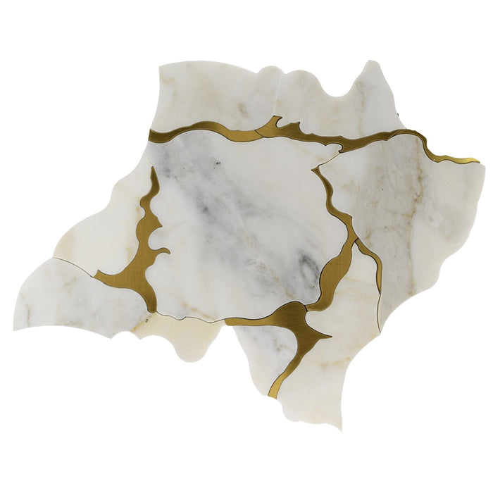 Calacatta Gold & Brass Waterjet Mosaic Tile in Geode | TileBuys