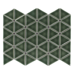 Forest Green Ceramic Triangle Mosaic Tile