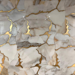 Calacatta Gold & Brass Waterjet Mosaic Tile in Geode
