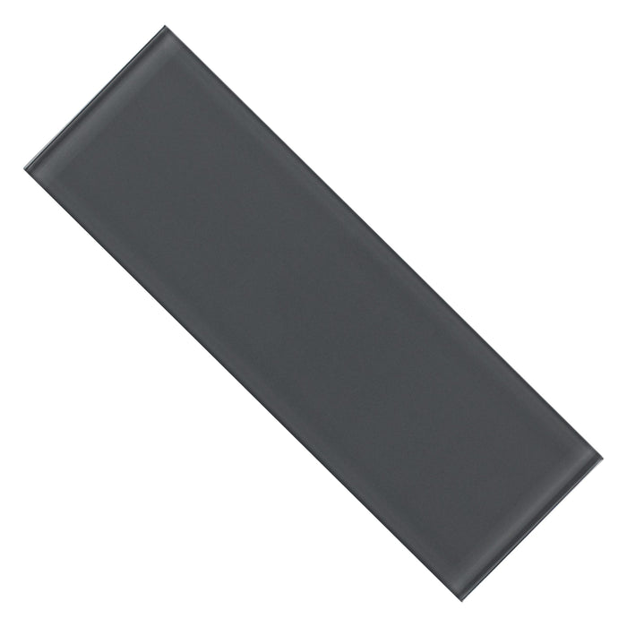 Glossy Black Glass 4x12 in. Subway Tile | TileBuys