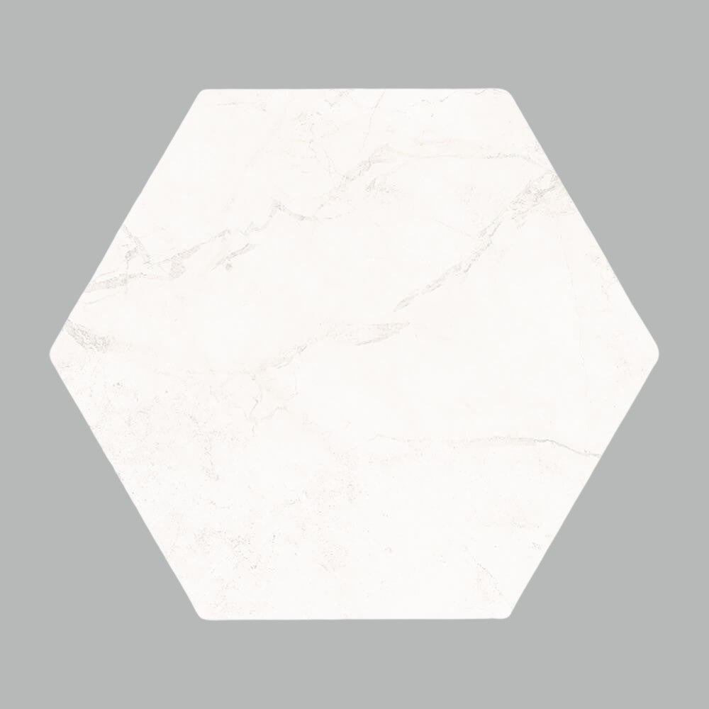 Keystone White Matte Porcelain 8x9 Hexagon Tile
