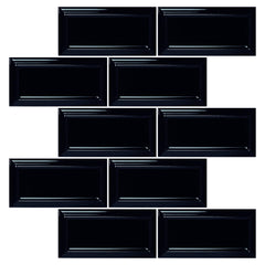 Onyx Black Ceramic Beveled Edge Subway Tile