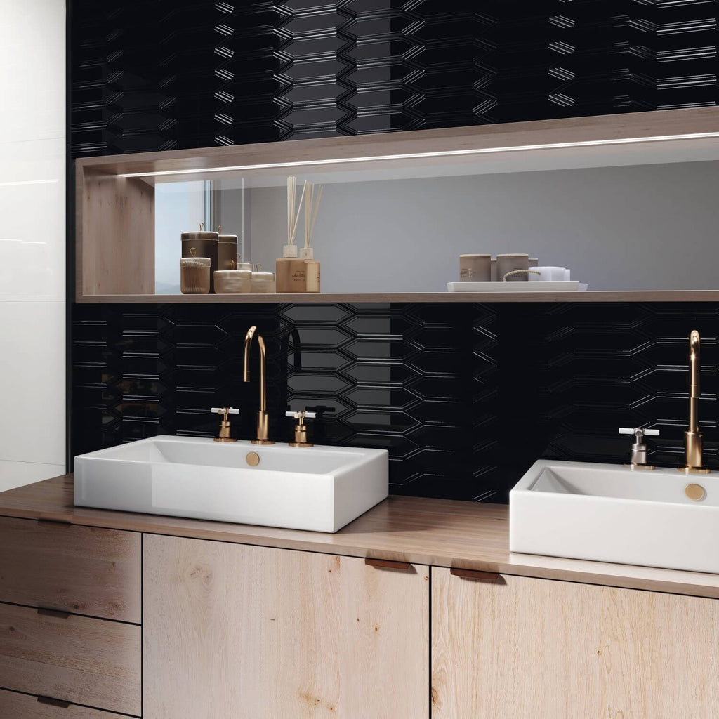 Onyx Black Ceramic Picket Tile Southampton