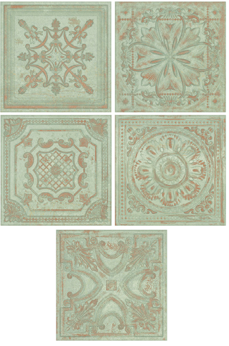 Patina Green Copper Vintage Look Tile