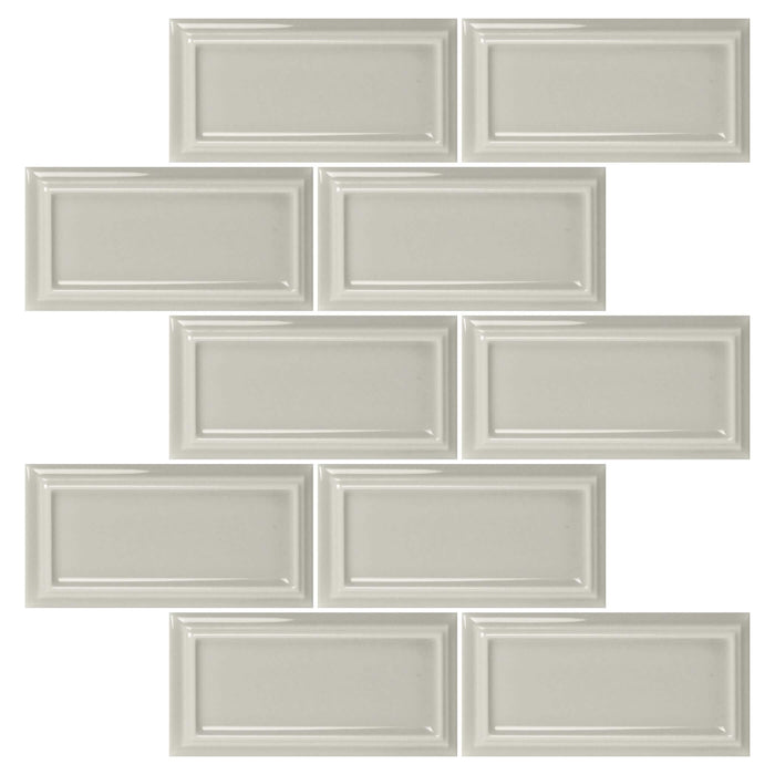 Warm Gray Ceramic Beveled Edge Subway Tile