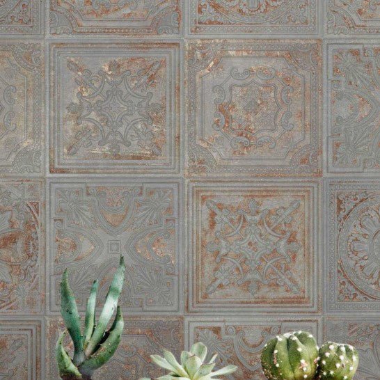 Antique Gray Faux Tin Tile Backsplash - TileBuys