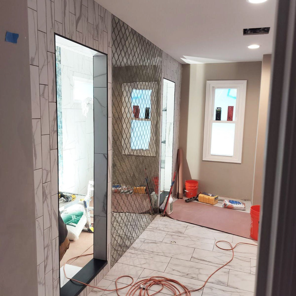 Antique Mirror Glass Arabesque Mosaic Tile Accent Wall