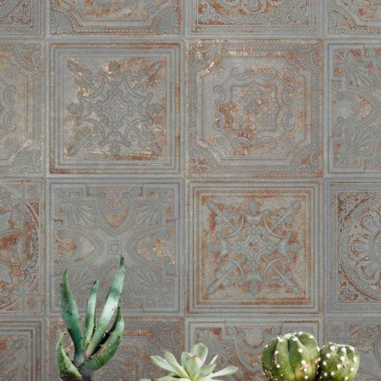Antique Gray Faux Tin Tile Backsplash
