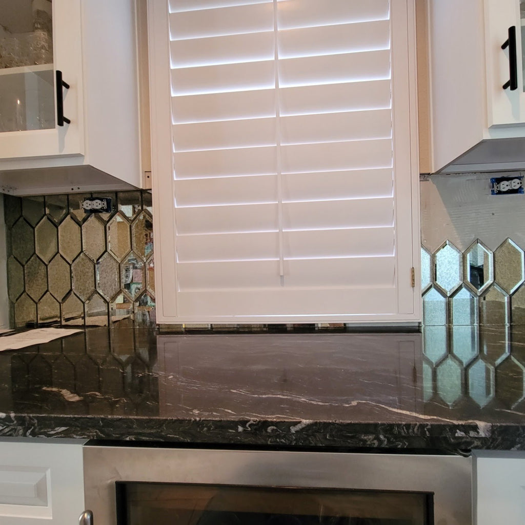 Antique Mirror Glass Tile in Beveled Picket (Stretched Hexagon)