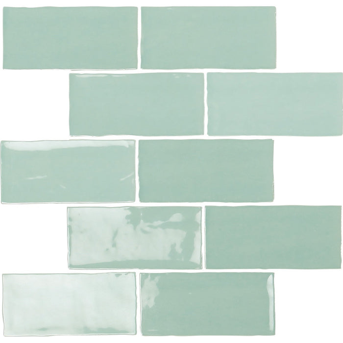 Glossy Aqua Ceramic 2.5x5" Subway Mosaic Tile Backsplash