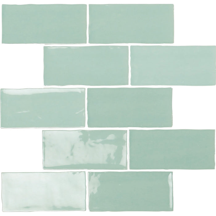 Glossy Aqua Ceramic Subway Mosaic Tile Backsplash