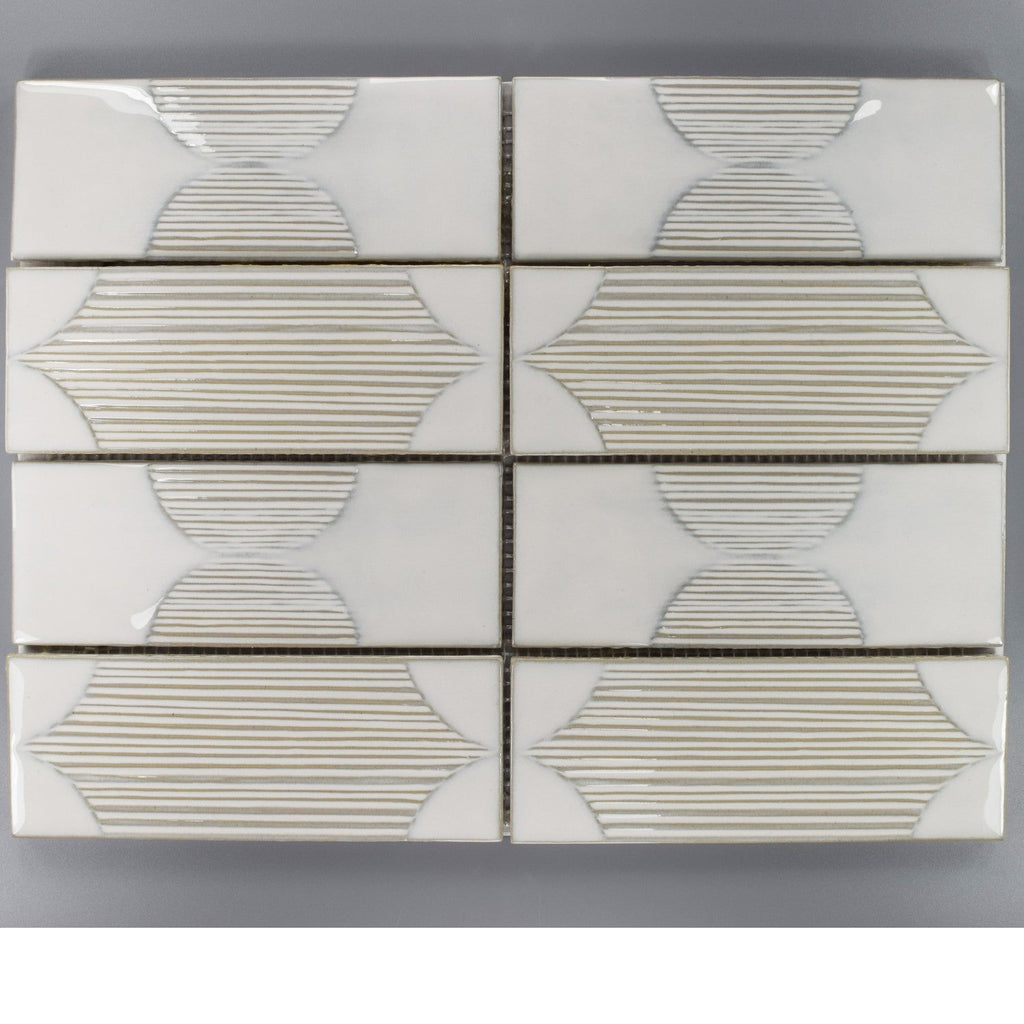 Arabesque Textured Cream Porcelain Mosaic Tile