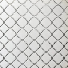 White Thassos Marble & Grey Metal Arabesque Waterjet Mosaic Tile
